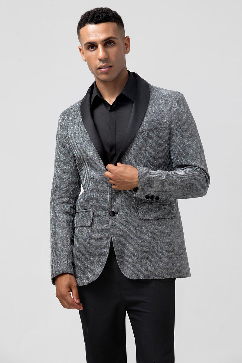 Load image into Gallery viewer, Shawl Lapel Grey Single Breasted Men's Blazer