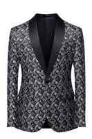 Load image into Gallery viewer, Black Shawl Lapel Print Men's Blazer