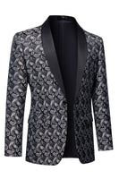 Load image into Gallery viewer, Black Shawl Lapel Print Men's Blazer