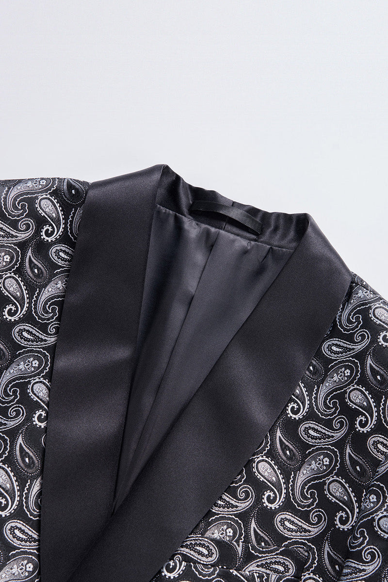 Load image into Gallery viewer, Black Shawl Lapel Print Men's Blazer