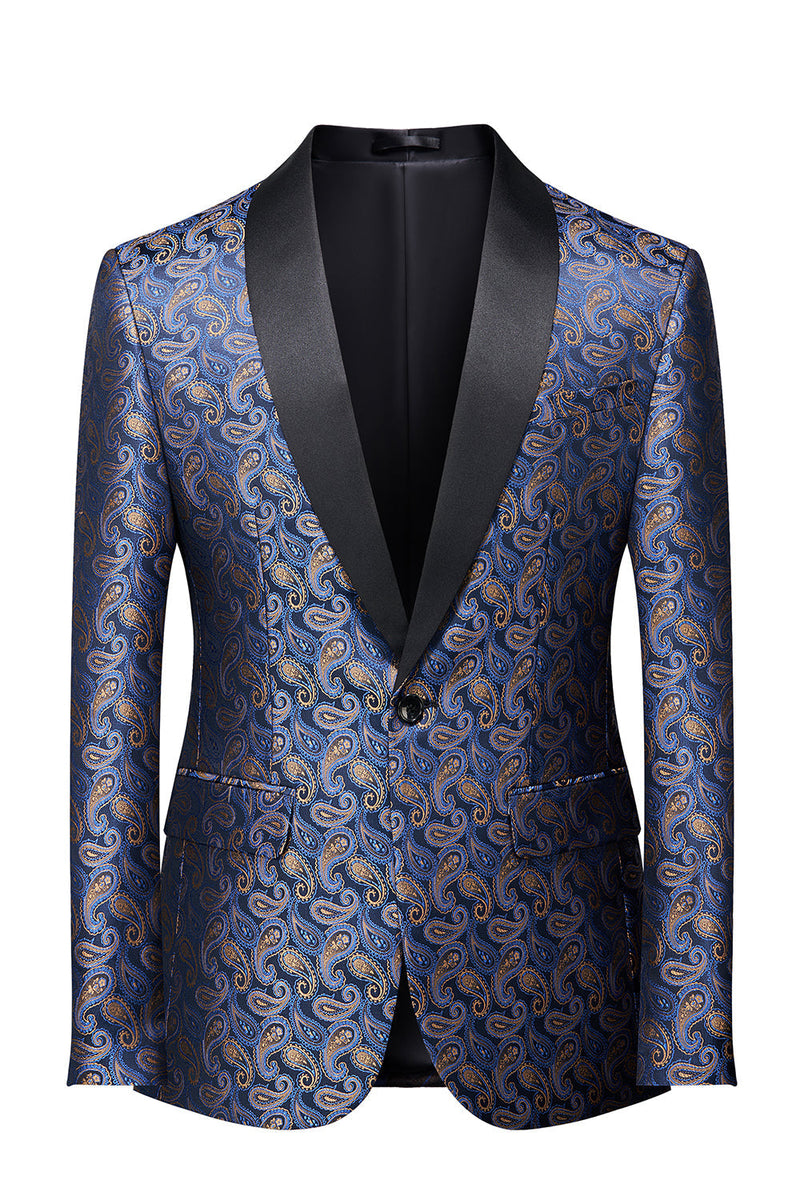 Load image into Gallery viewer, Navy Print Men's Formal Blazer