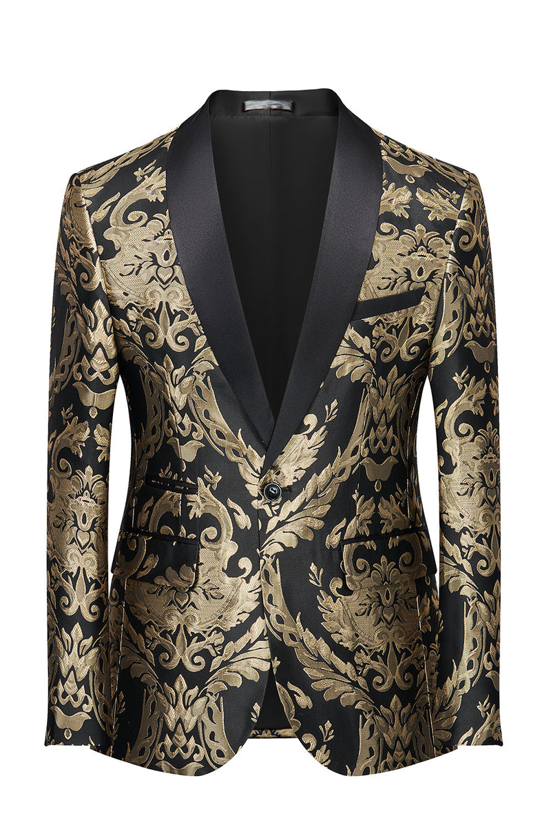 Load image into Gallery viewer, Black Golden Embroidery Men's Blazer