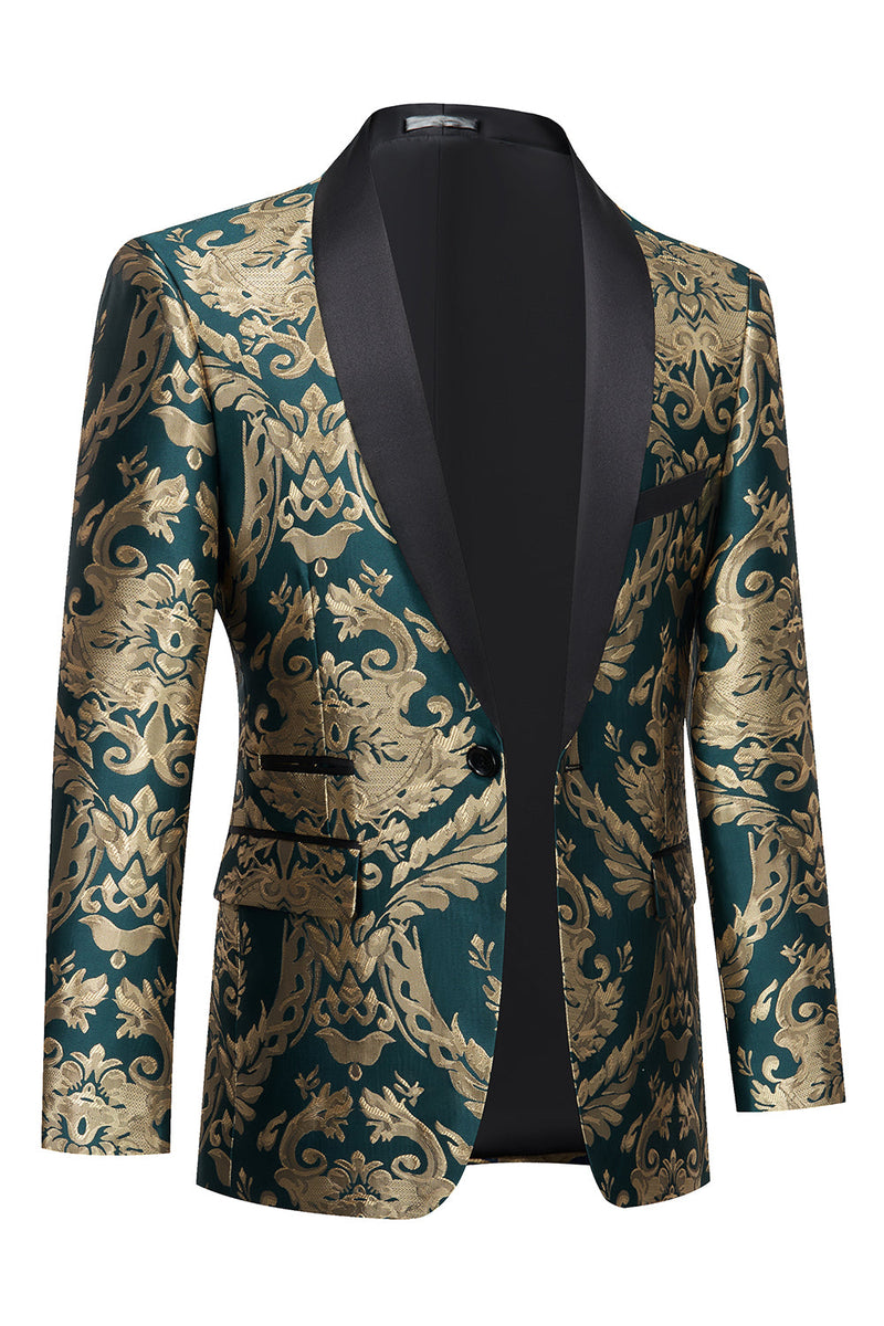Load image into Gallery viewer, Dark Green Men's Prom Blazer with Embroidery