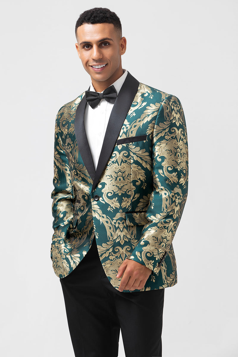 Load image into Gallery viewer, Shawl Lapel One Button Dark Green Men's Blazer