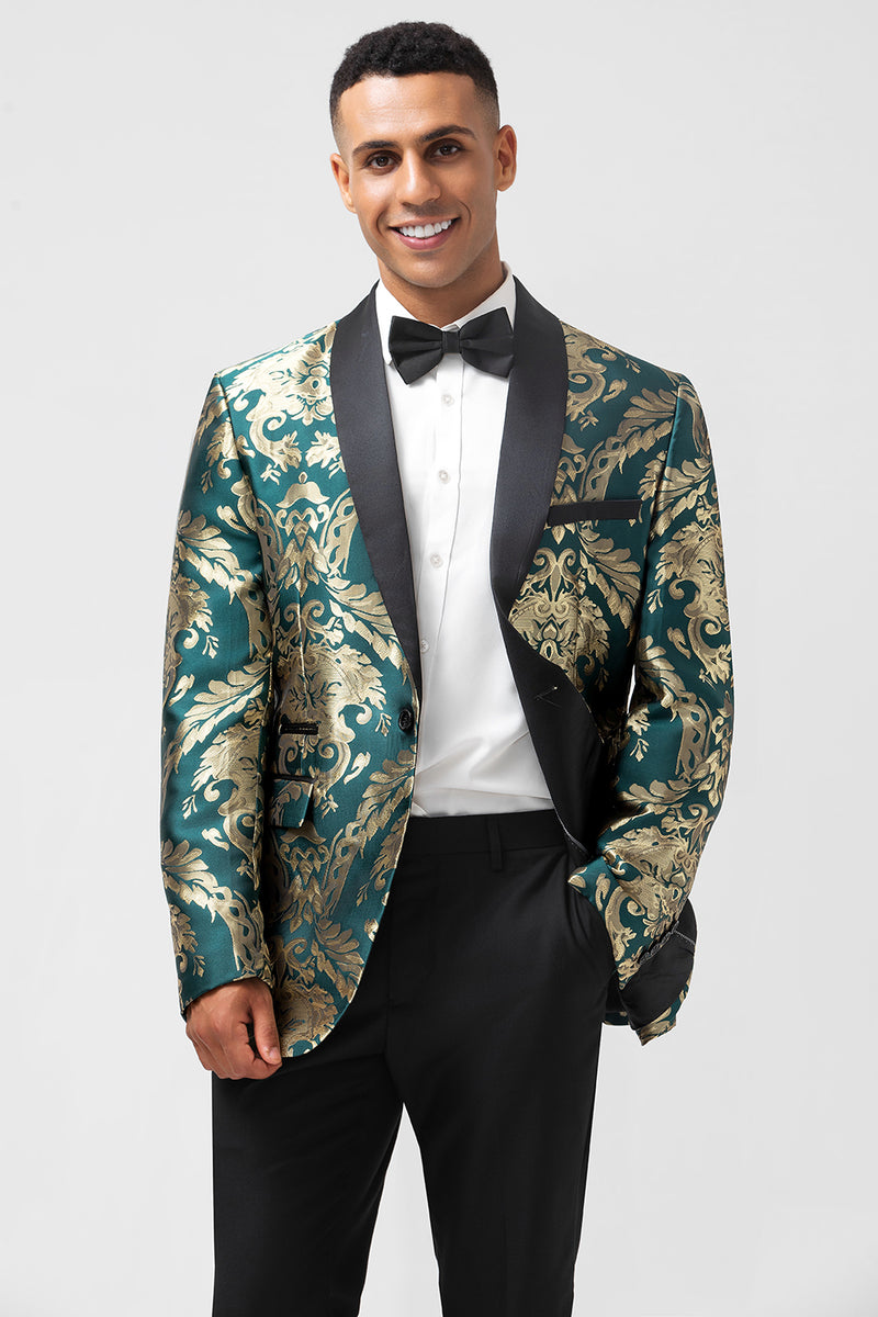 Load image into Gallery viewer, Shawl Lapel One Button Dark Green Men's Blazer