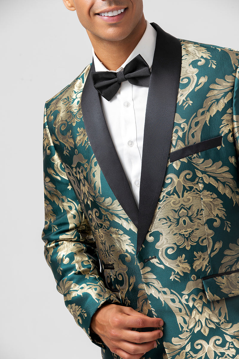 Load image into Gallery viewer, Shawl Lapel One Button Dark Green Men's Blazer