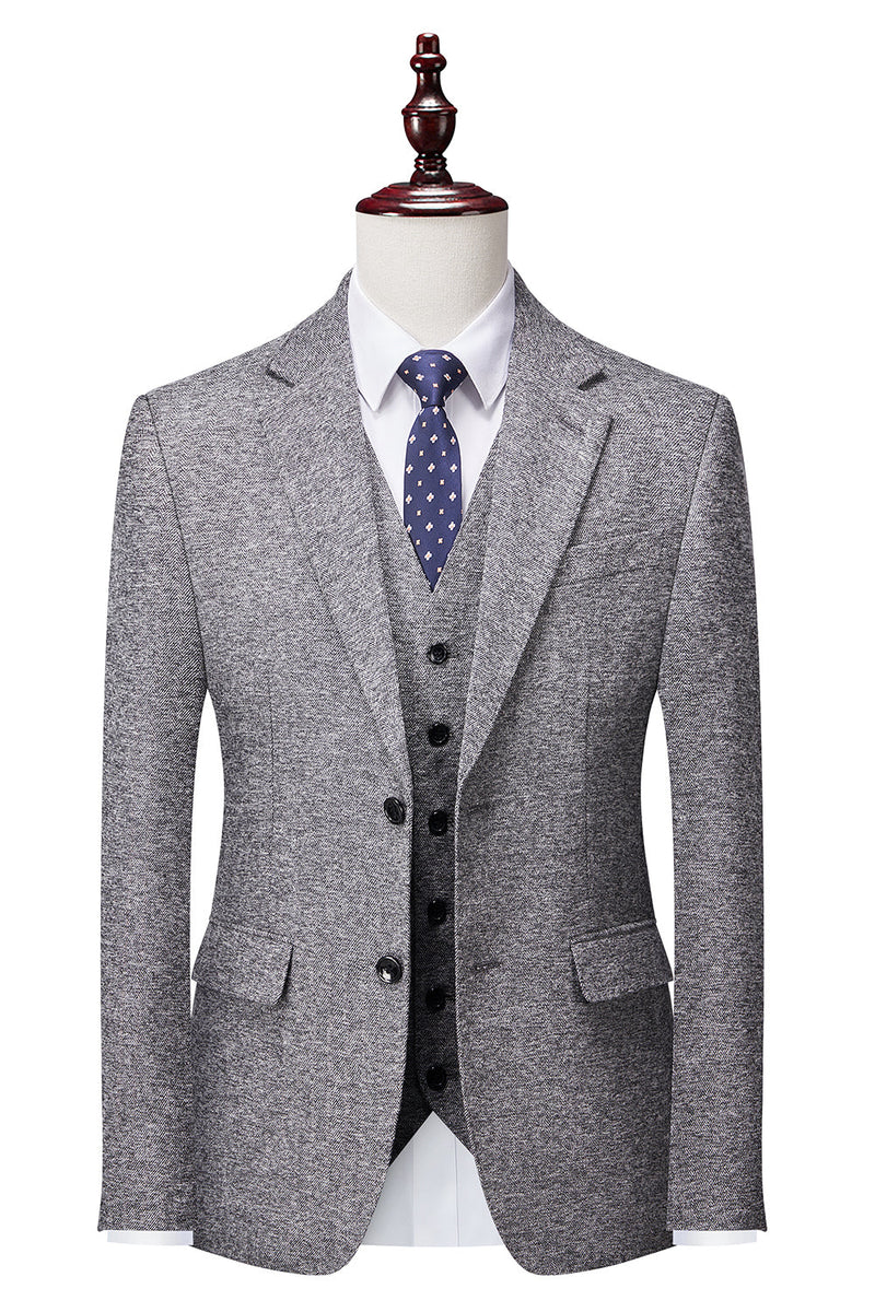 Load image into Gallery viewer, Grey Double Breasted 3 Pieces Men's Suit