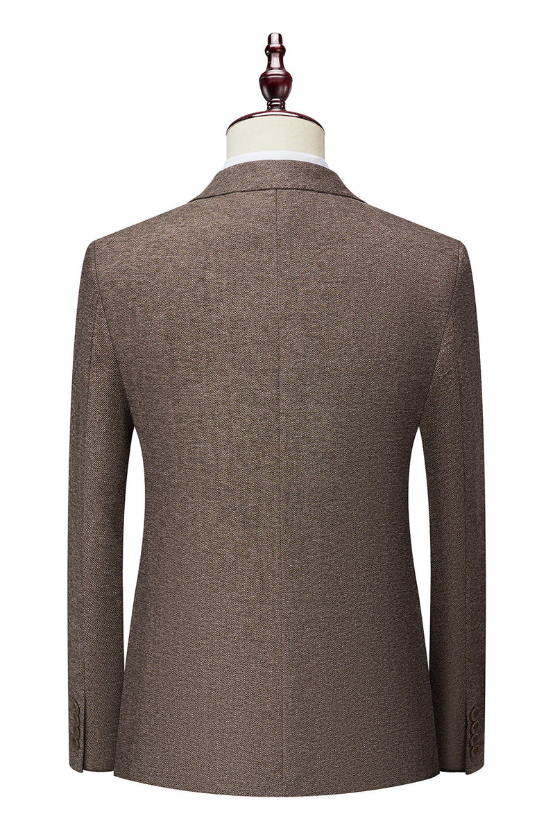 Load image into Gallery viewer, Brown 3 Pieces Men's Suit Slim Fit Groomsmen Suit