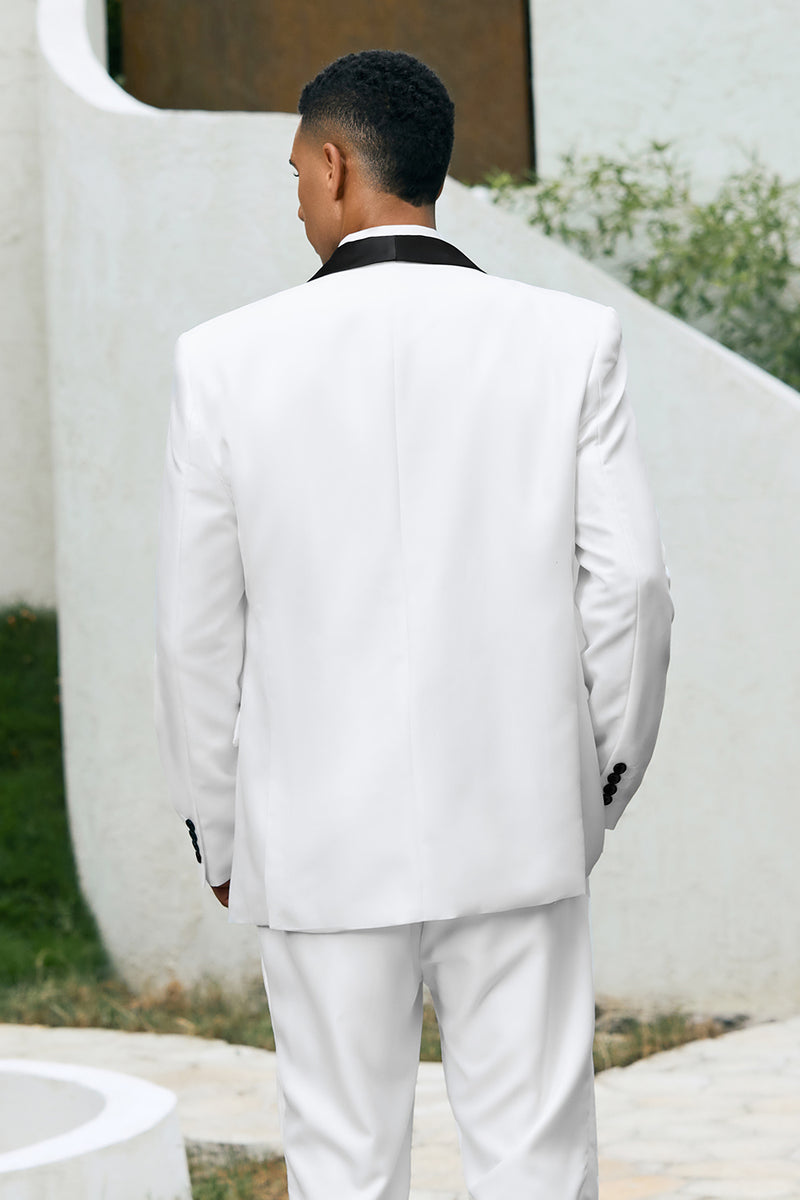 Load image into Gallery viewer, White Shawl Lapel 3 Pieces One Button Men's Suits