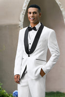 Load image into Gallery viewer, White Shawl Lapel 3 Pieces One Button Men's Suits
