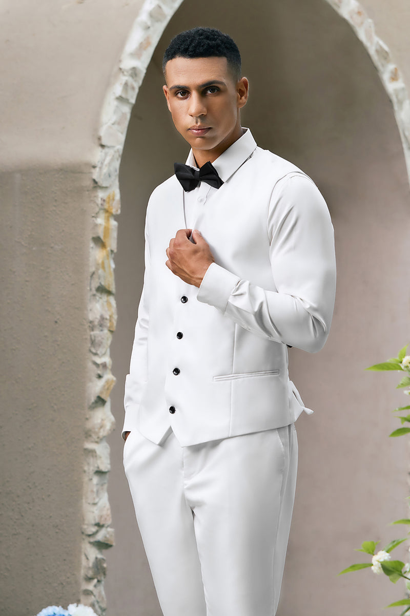 Load image into Gallery viewer, White Shawl Lapel 3 Pieces One Button Men's Suits
