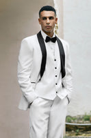 Load image into Gallery viewer, White Shawl Lapel 3 Pieces One Button Men's Suits