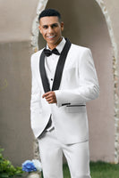 Load image into Gallery viewer, White Shawl Lapel 3 Pieces One Button Men's Suits