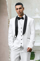 Load image into Gallery viewer, White Shawl Lapel 3 Pieces One Button Men's Suits
