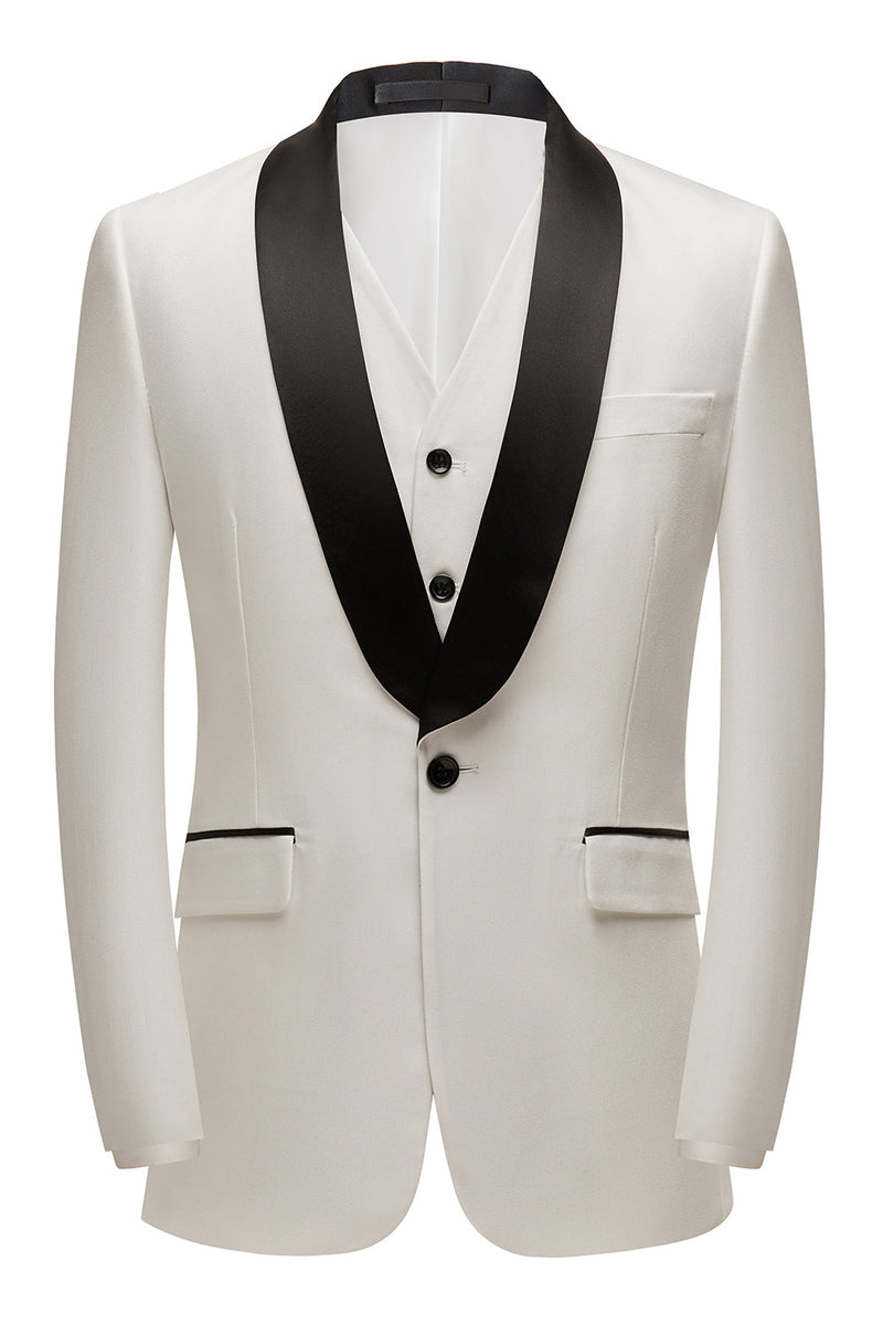 Load image into Gallery viewer, White Shawl Lapel 3 Pieces Men's Suits