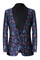 Load image into Gallery viewer, Dark Blue Jacquard 2 Pieces Shawl Lapel Men's Suits