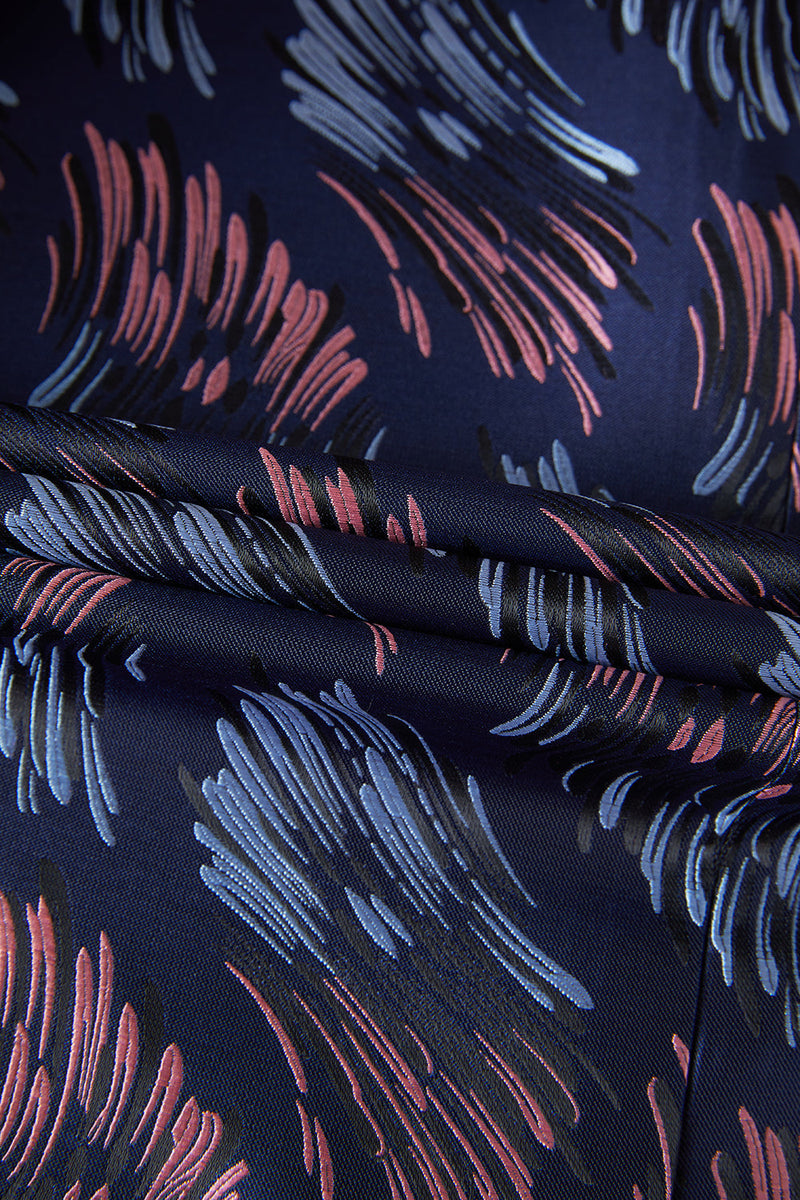 Load image into Gallery viewer, Dark Blue Jacquard 2 Pieces Shawl Lapel Men's Suits