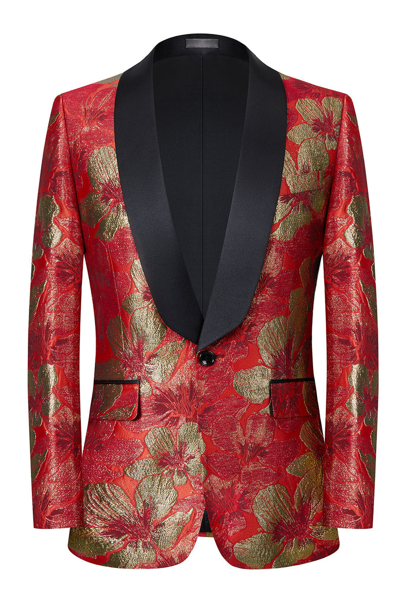 Load image into Gallery viewer, Red Jacquard 2 Pieces Shawl Lapel Men's Suits