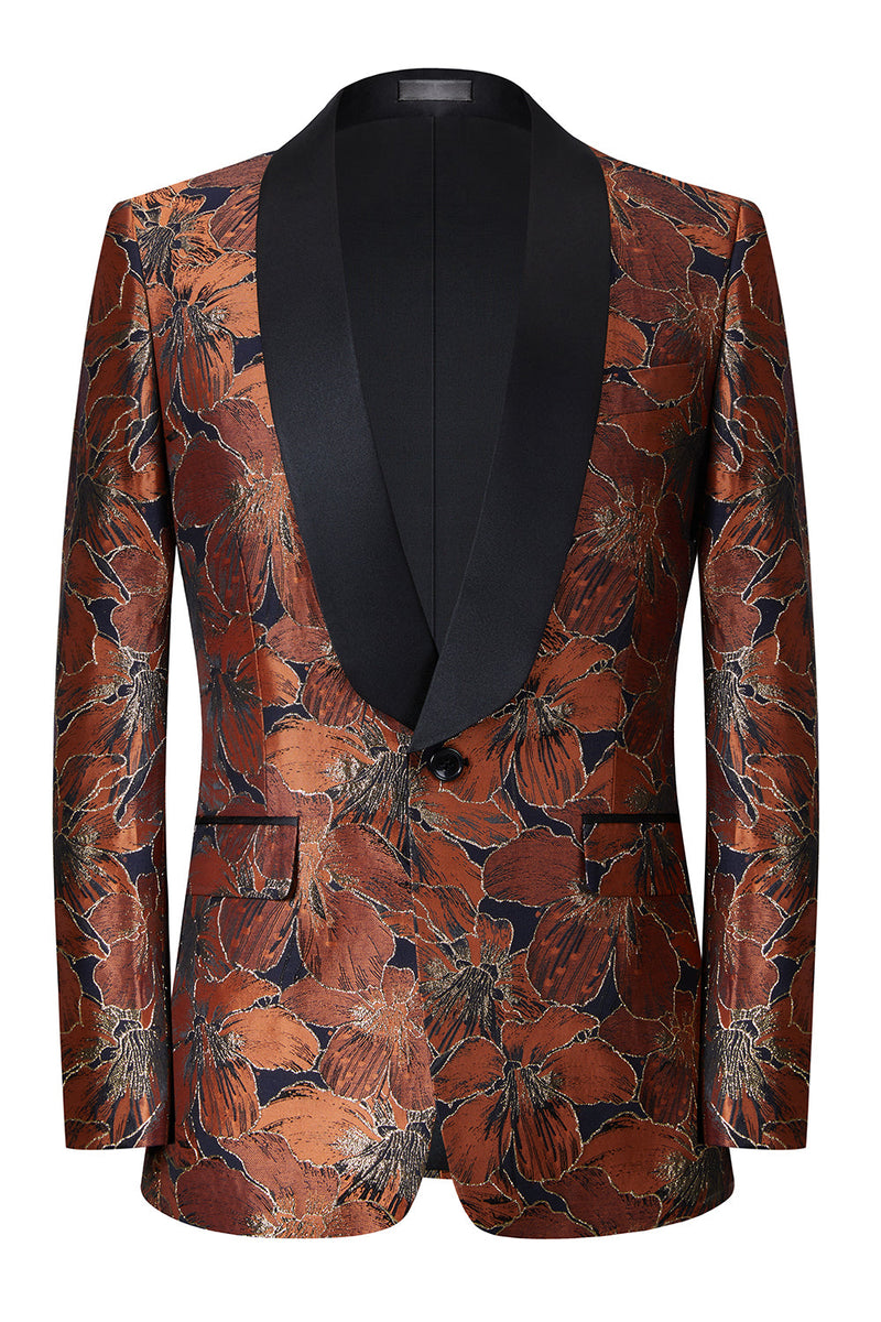 Load image into Gallery viewer, Brown Jacquard Shawl Lapel Men's 2 Pieces Suits