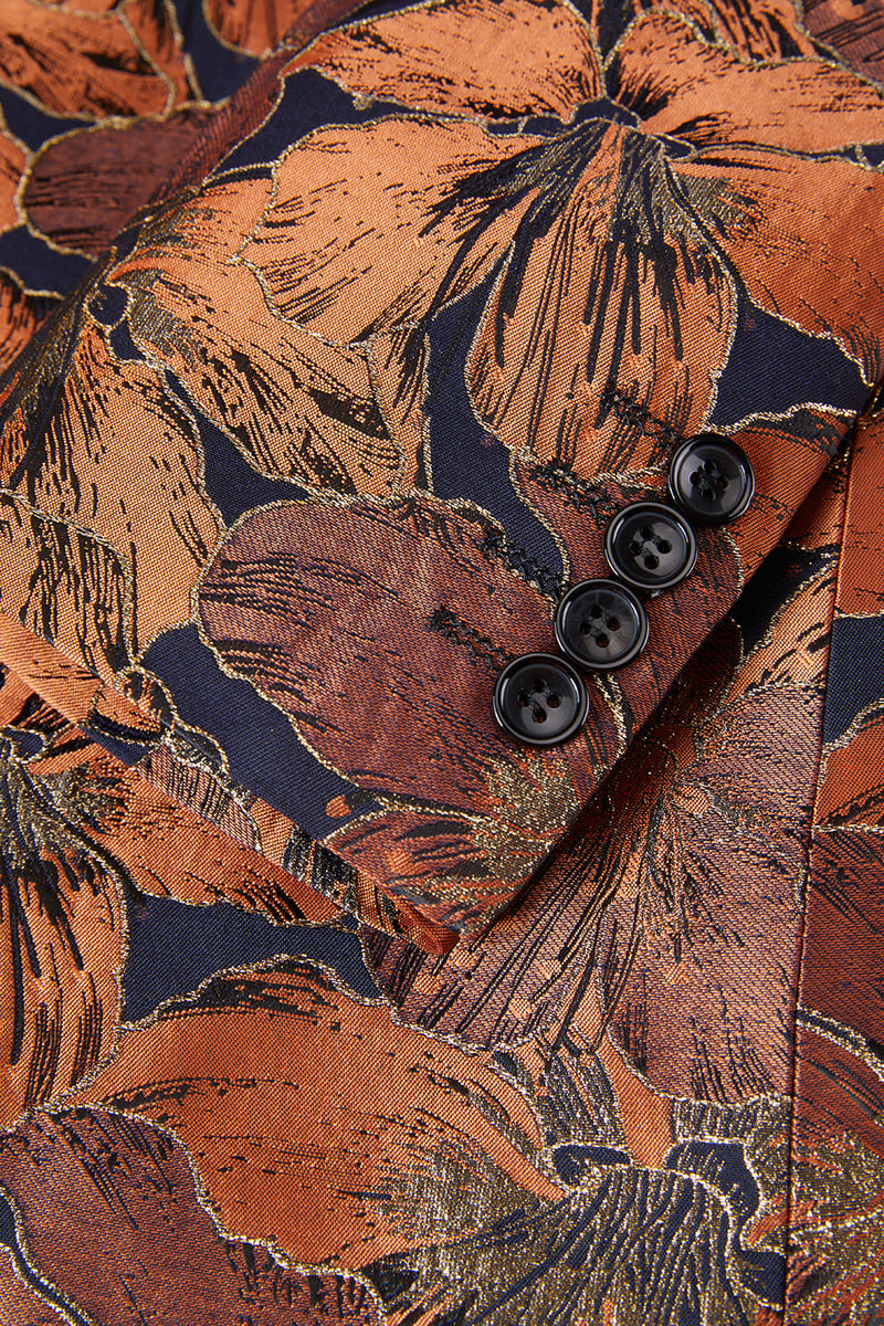 Load image into Gallery viewer, Brown Jacquard Shawl Lapel Men's 2 Pieces Suits