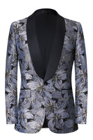 Load image into Gallery viewer, Grey Jacquard Shawl Lapel Men's 2 Pieces Suits