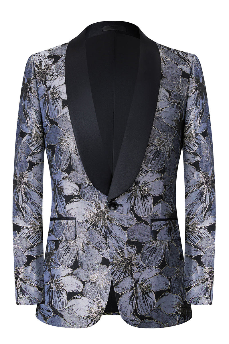 Load image into Gallery viewer, Grey Jacquard Shawl Lapel Men's 2 Pieces Suits