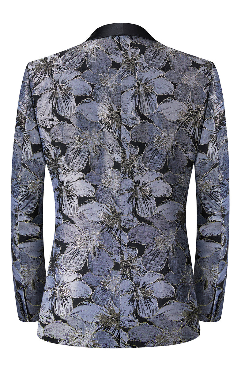 Load image into Gallery viewer, Grey Jacquard Shawl Lapel Men's 2 Pieces Suits