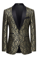 Load image into Gallery viewer, Golden Jacquard Shawl Lapel Men's Blazer