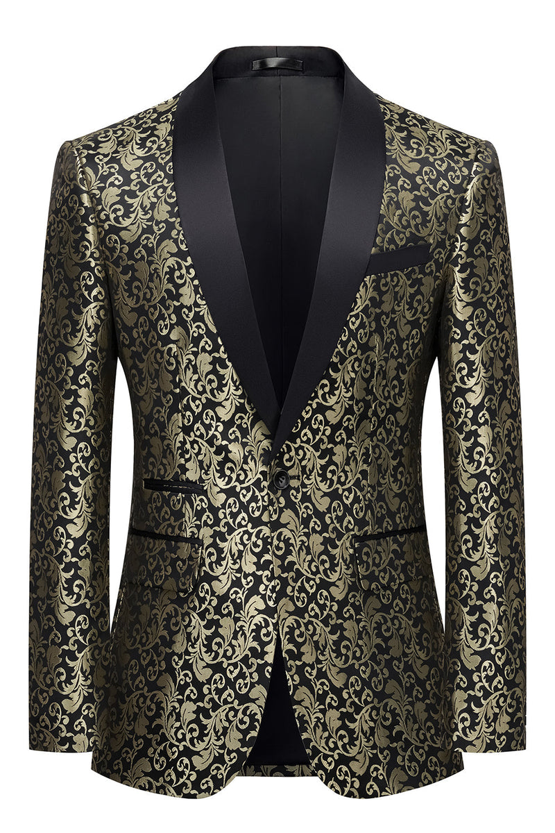 Load image into Gallery viewer, Golden Jacquard Shawl Lapel Men's Blazer
