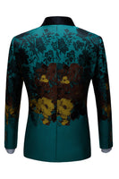 Load image into Gallery viewer, Peacock Green 2 Pieces Jacquard Shawl Lapel Men's Suits