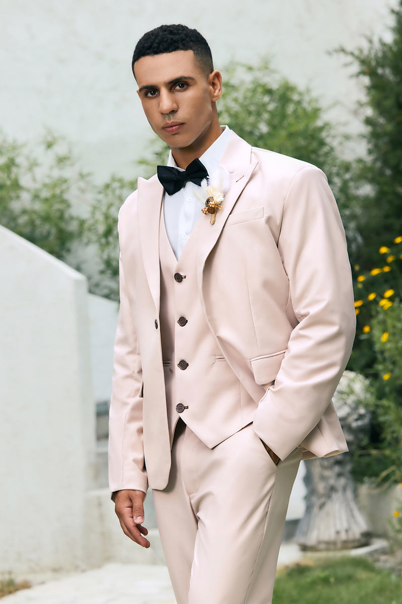 Load image into Gallery viewer, Ivory Peak Lapel 3 Pieces One Button Men's Prom Suits