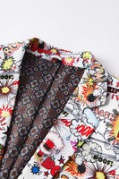 Load image into Gallery viewer, Notched Lapel White 2 Pieces Graffiti Print Men's Prom Suits