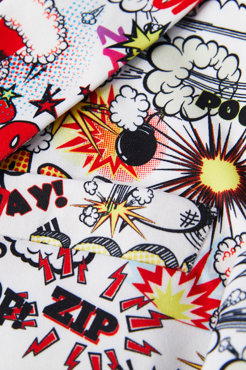 Load image into Gallery viewer, Notched Lapel White 2 Pieces Graffiti Print Men's Prom Suits