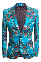 Load image into Gallery viewer, Notched Lapel Blue 2 Pieces Print Men's Prom Suits