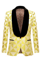 Load image into Gallery viewer, Shawl Lapel Formal 2 Piece Golden Yellow & Black Tuxedo (Jacket + Pants) Suit Set