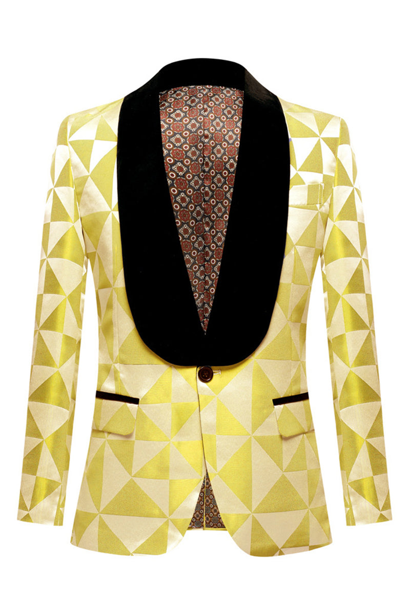 Load image into Gallery viewer, Shawl Lapel Formal 2 Piece Golden Yellow & Black Tuxedo (Jacket + Pants) Suit Set