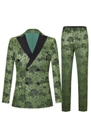 Load image into Gallery viewer, Army Green Peak Lapel 2 Pieces Men's Prom Suits