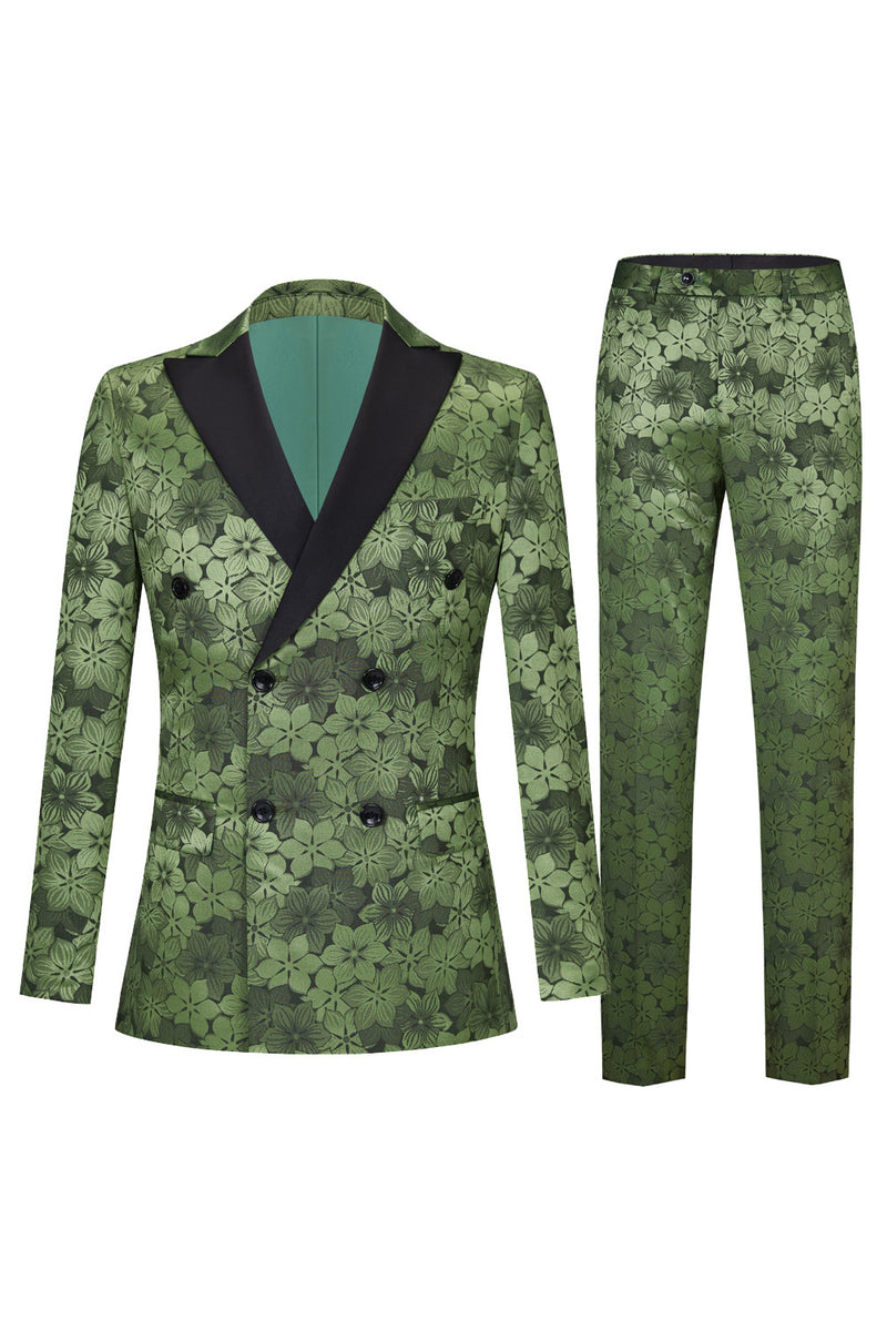 Load image into Gallery viewer, Army Green Peak Lapel 2 Pieces Men's Prom Suits