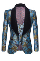 Load image into Gallery viewer, Grey Blue 2 Piece Shawl Lapel One Button Men's Suits