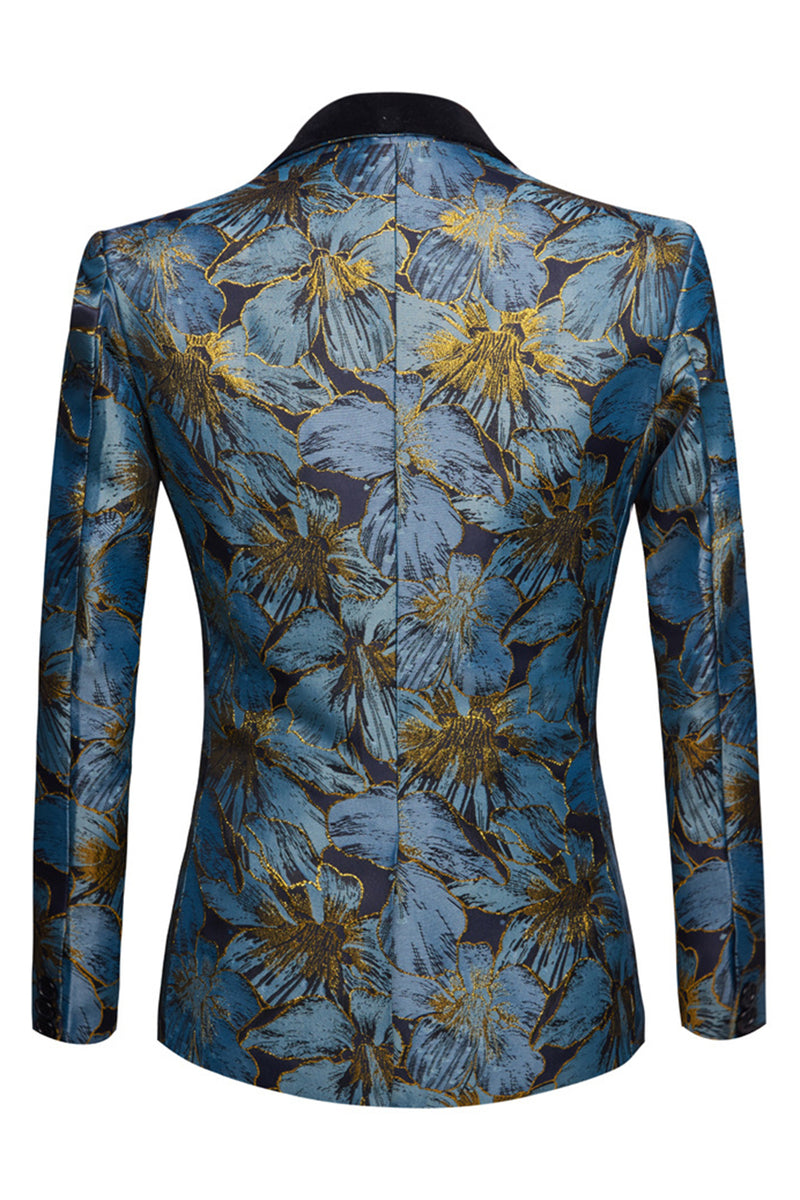 Load image into Gallery viewer, Grey Blue 2 Piece Shawl Lapel One Button Men's Suits