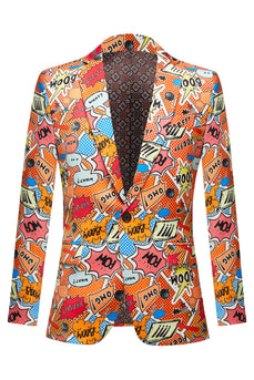 Orange Notch Lapel One Button Men's Blazer