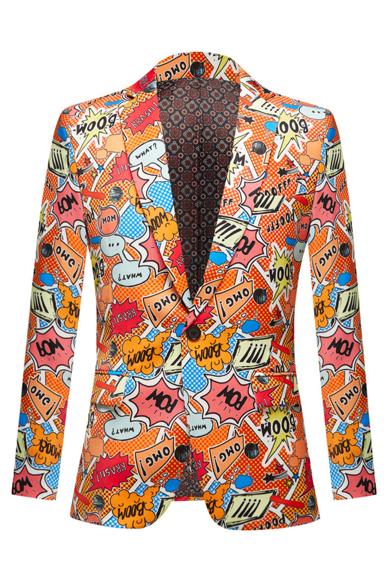 Load image into Gallery viewer, Orange Notch Lapel One Button Men's Blazer
