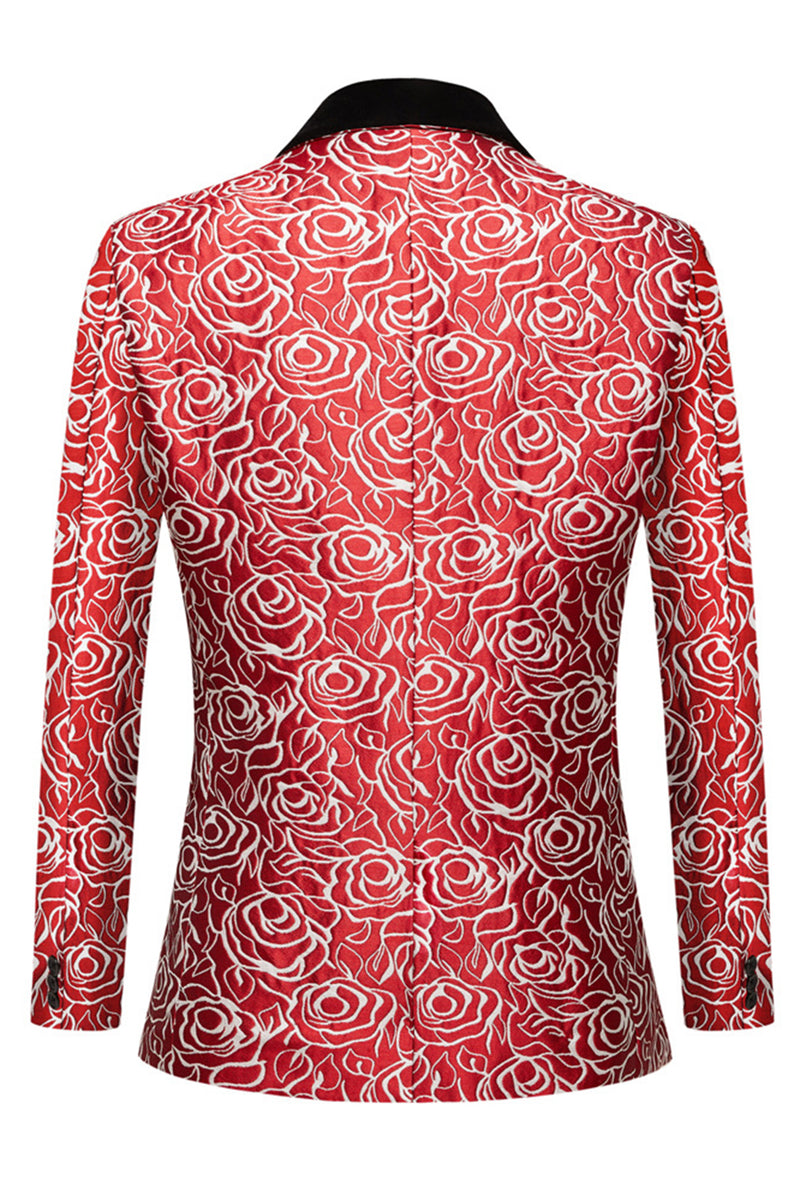 Load image into Gallery viewer, Shawl Lapel Red Rose 2 Piece One Button Men's Suits