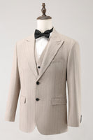 Load image into Gallery viewer, Ivory Peak Lapel Pinstripe Single Breasted 3 Piece Men's Prom Suits