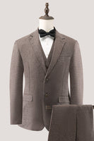 Load image into Gallery viewer, Brown Notched Lapel 3 Piece Single Breasted Men's Prom Suits