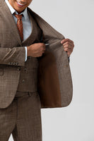Load image into Gallery viewer, Brown Notch Lapel Double Breasted 3 Pieces Men's Prom Suits
