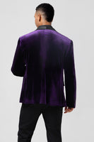 Load image into Gallery viewer, Dark Purple Shawl Lapel One Button Men's Prom Blazer