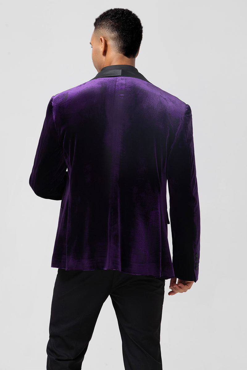 Load image into Gallery viewer, Dark Purple Shawl Lapel One Button Men's Prom Blazer