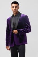 Load image into Gallery viewer, Dark Purple Shawl Lapel One Button Men's Prom Blazer