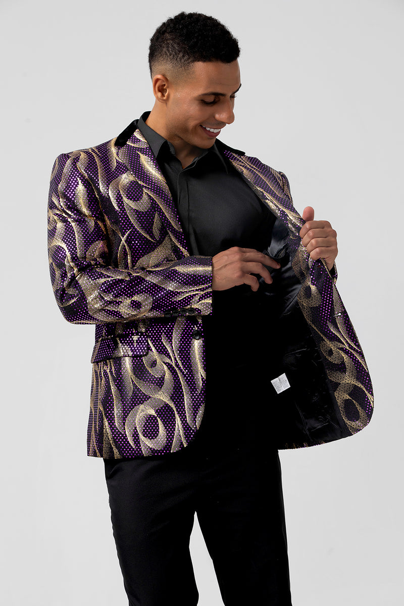 Load image into Gallery viewer, Purple Shawl Lapel Single Breasted Men's Prom Blazer